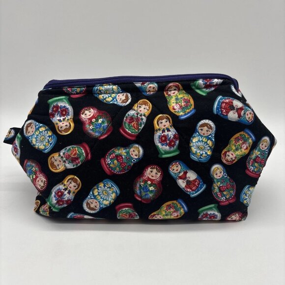Handmade Russian Myushka Doll Print Accessory Bag Cotton Accessory Bag - Picture 4 of 9